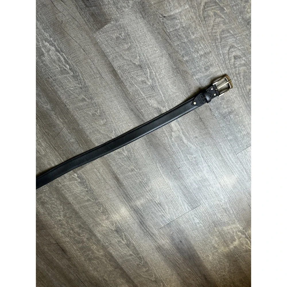 Michael‎ Toschi Black Leather Belt Black Perforated Rubber Section 40 EXCELLENT